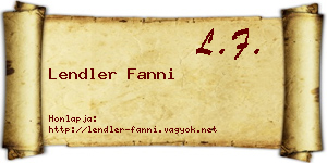 Lendler Fanni névjegykártya